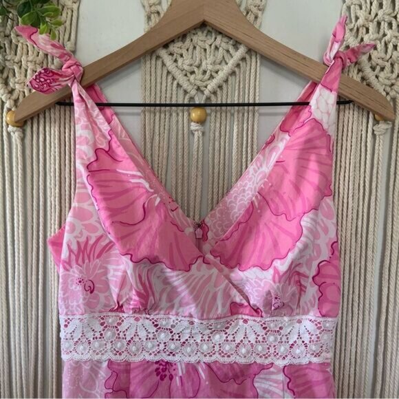 LILLY PULITZER Old World Charm Shell Pink Rylan Dress Vintage White Label 4 - Picture 3 of 16